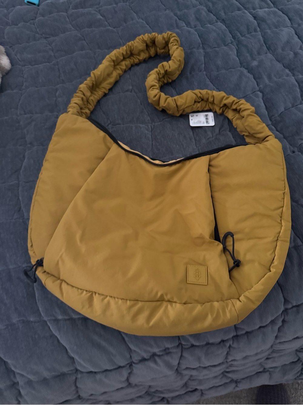 Free people Quilted Mustard Shoulder Bag with Scrunch Strap